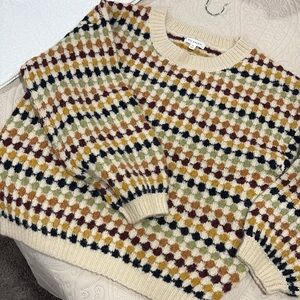 Blu Pepper Cream Multicolor Crew Neck Sweater